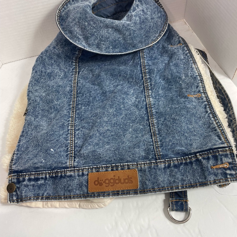 Doggiduds Denim Dog Jacket Removeable Sherpa Lining Sz Lg/18"